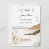Coastal Chic Beach Waterverf Landschap Wedding Kaart (Voorkant)