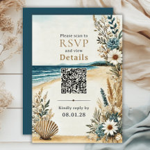 Coastal Chic Beach Wedding QR Code Details en