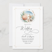Coastal Chic Beach Wedding QR-code Kaart (Voorkant)