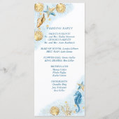 Coastal Chic | Blauw en goud onder het Zee huwelij Programmakaart (Achterkant)