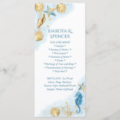 Coastal Chic | Blauw en goud onder het Zee huwelij Programmakaart (Voorkant)