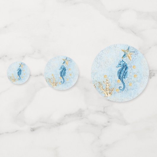 Coastal Chic | Blauw- en goudkoraalrif Confetti (Voorkanten)