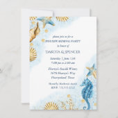 Coastal Chic | Blauwe en gouden Housewarming Party Kaart (Voorkant)