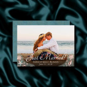 Coastal Chic | Blauwgroen en koraalrif Fotobruilof Aankondiging