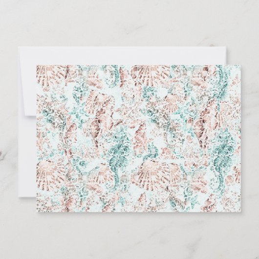 Coastal Chic | Blauwgroen en koraalrif Fotobruilof Bedankkaart (Achterkant)