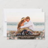 Coastal Chic | Blauwgroen en koraalrif Fotobruilof Bedankkaart (Voorkant)