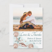 Coastal Chic | Blauwgroen en koraalrif Fotobruilof Bedankkaart (Voorkant)
