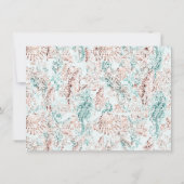 Coastal Chic | Blauwgroen en koraalrif Fotobruilof Save The Date (Achterkant)