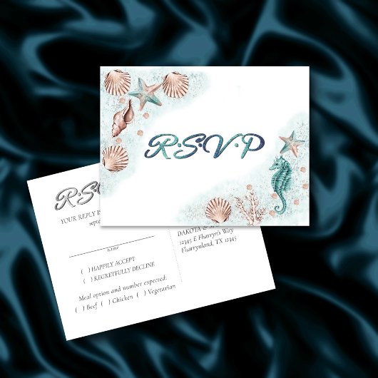 Coastal Chic | Blauwgroen en koraalrif — RSVP Briefkaart