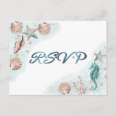 Coastal Chic | Blauwgroen en koraalrif — RSVP Briefkaart (Voorkant)