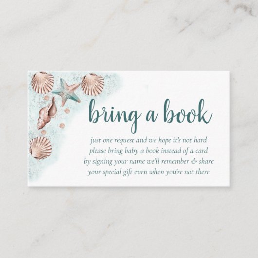 Coastal Chic | Blauwgroen groen en koraal brengen Informatiekaartje (Voorkant)