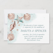 Coastal Chic | Blauwgroen groen- en koraalrif-huwe Kaart (Voorkant)