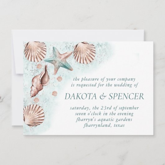 Coastal Chic | Blauwgroen groen- en koraalrif-huwe Kaart (Voorkant)