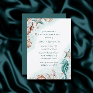Coastal Chic   Blauwgroen koraalrif — Housewarming Kaart