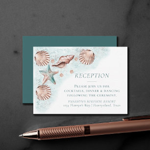 Coastal Chic   Blauwgroen ontvangst van groene en  Informatiekaartje