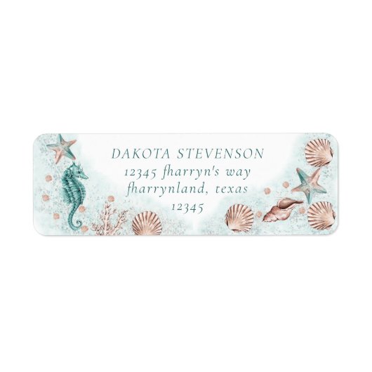 Coastal Chic | Blauwgroen partij voor groen en kor Etiket (Voorkant)