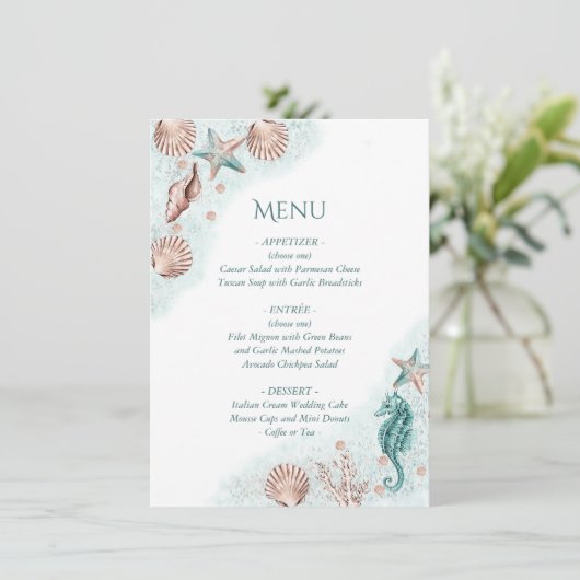 Coastal Chic | Blauwgroen partij voor groen en kor Menu (Staand voorkant)