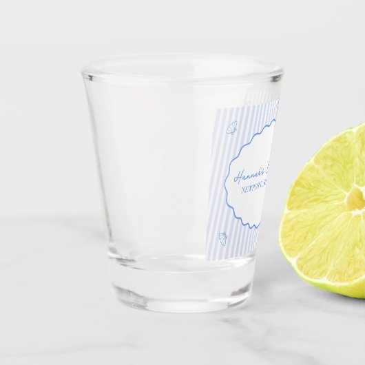 Coastal Chic Blue Bachelorette Seersucker Shell Shot Glas (Links)