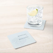 Coastal Chic Blue Hand Drawn Seashell Wedding Kartonnen Onderzetters (Insitu)