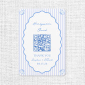 Coastal Chic Blue Honeymoon Fund Wedding QR-code Informatiekaartje