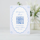 Coastal Chic Blue Honeymoon Fund Wedding QR-code Informatiekaartje (Staand voorkant)