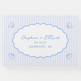 Coastal Chic Blue Nautical gepersonaliseerde bruil Gastenboek