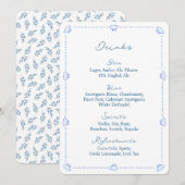 Coastal Chic Blue Nautical Wedding Bar Menu Sign (Voorkant / Achterkant)
