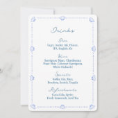 Coastal Chic Blue Nautical Wedding Bar Menu Sign (Voorkant)