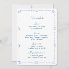 Coastal Chic Blue Nautical Wedding Bar Menu Sign