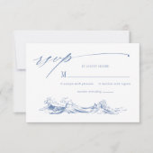 Coastal Chic Blue Seaside Wedding RSVP Kaartje (Voorkant)