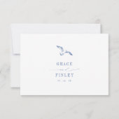 Coastal Chic Blue Seaside Wedding RSVP Kaartje (Achterkant)
