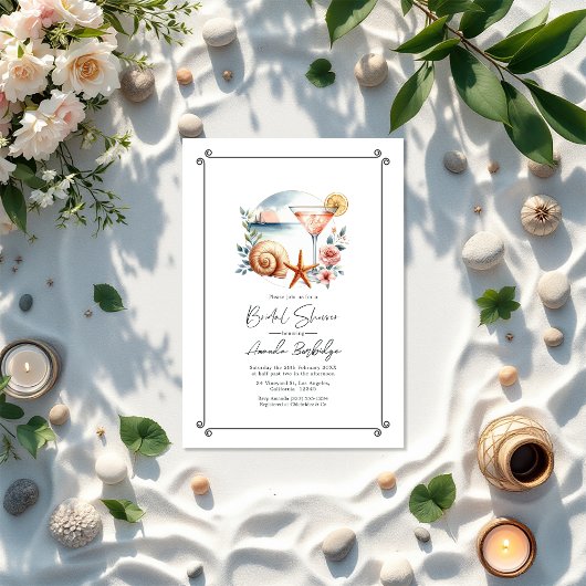 Coastal Chic Blush Pink Vrijgezellenfeest Kaart