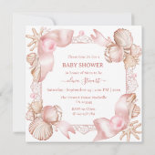Coastal chic blush roze parel Baby shower Kaart (Achterkant)