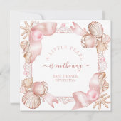 Coastal chic blush roze parel Baby shower Kaart (Voorkant)