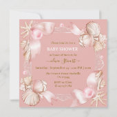 Coastal chic blush roze parel Baby shower Kaart (Achterkant)