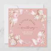 Coastal chic blush roze parel Baby shower Kaart (Voorkant)