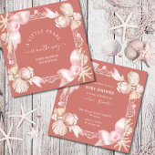 Coastal chic blush roze parel Baby shower Kaart