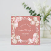 Coastal chic blush roze parel Baby shower Kaart (Staand voorkant)