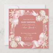 Coastal chic blush roze parel Baby shower Kaart (Achterkant)