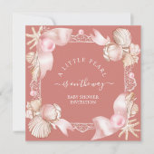 Coastal chic blush roze parel Baby shower Kaart (Voorkant)