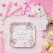 Coastal chic blush roze parel Baby shower Papieren Bordje (Feest)