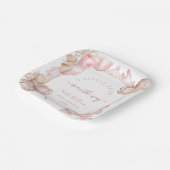 Coastal chic blush roze parel Baby shower Papieren Bordje (Gebogen)