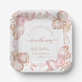 Coastal chic blush roze parel Baby shower Papieren Bordje (Voorkant)