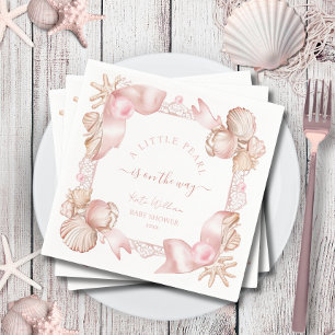 Coastal chic blush roze parel Baby shower Servet