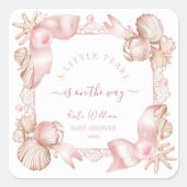Coastal chic blush roze parel Baby shower Vierkante Sticker (Voorkant)