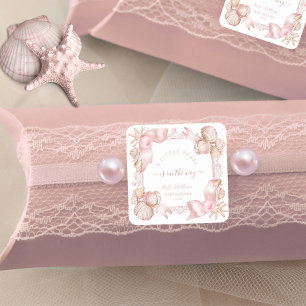 Coastal chic blush roze parel Baby shower Vierkante Sticker