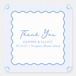 Coastal Chic Elegant Seaside Wedding Dank u Vierkante Sticker