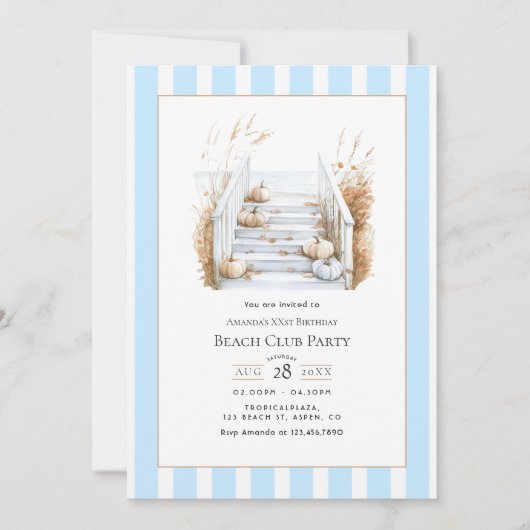 Coastal Chic Fall Beach Club Birthday Party Kaart (Voorkant)