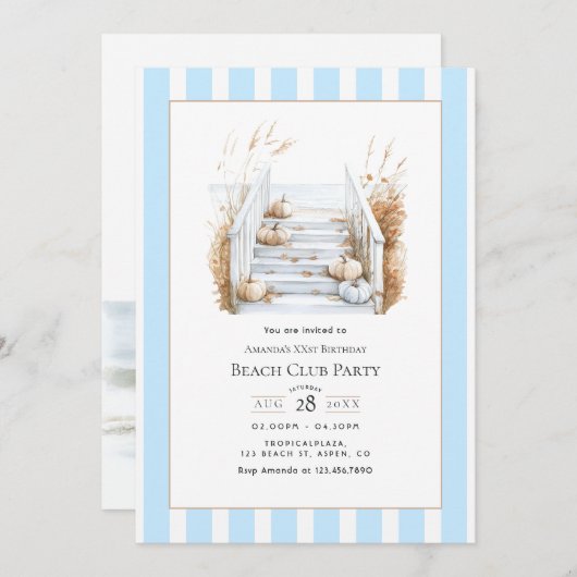 Coastal Chic Fall Beach Club Birthday Party Kaart (Voorkant / Achterkant)