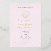 Coastal Chic Folie Wedding Nodig Blush Folie Uitnodiging (Voorkant)